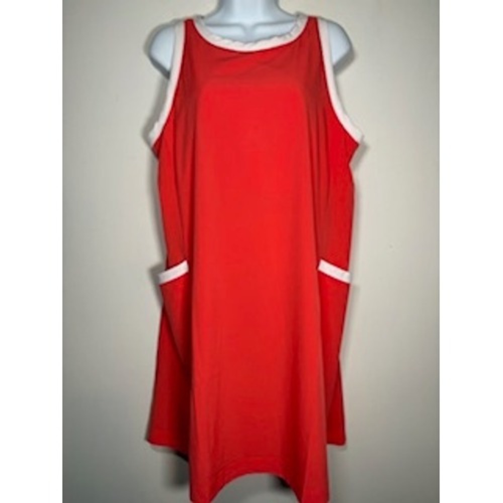 Lou & Grey Athletic Dress Large Orange Red Sleeveless Sporty Tennis Core Retro